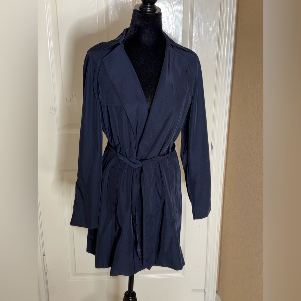 Zara Women’s Belted Trench Coat ( No Buttons ) Navy Blue Size small